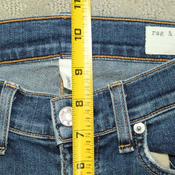 rag & bones Skinny Women's 28 Low Rise Ankle Raw Hem Blue Jeans - Picture 4 of 7